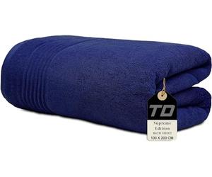 Textile Do Luxury Super Jumbo Bath Sheet (100 x 200 cm-700 GSM) 100% Egyptian Cotton Extra Lage Bath Sheet Towels (Royal Blue, Cotton)