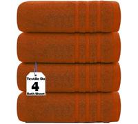Textile Do Pack of 1, 2, 3 & 4 Extra Large Jumbo Bath Sheets 100% Egyptian Cotton Big Bath Towels Quick Dry Gym Hotel Spa Soft XL Towels Set (Orange, 4x Bath Towel)