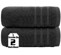 Textile Do Pack of 1, 2, 3 & 4 Extra Large Jumbo Bath Sheets 100% Egyptian Cotton Big Bath Towels Quick Dry Gym Hotel Spa Soft XL Towels Set (Black, 2x Jumbo Bath Sheet)