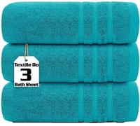 Textile Do Pack of 1, 2, 3 & 4 Extra Large Jumbo Bath Sheets 100% Egyptian Cotton Big Bath Towels Quick Dry Gym Hotel Spa Soft XL Towels Set (Teal/Turquoise, 3x Jumbo Bath Sheet)