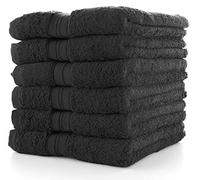 Textile Do Pack of 6 Guest Towels Luxury 100% Egyptian Cotton (30 x 50 cm, 600-GSM) Super Soft Quick Absorbent Hand Towels For Gym, Spa, Golf Wash Cloth Towel Set (Black)