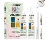 Textile Glue, Pack of 2, 15 ml, No Sewing Required, Special Adhesive Textile Fabric Glue for Cotton, Jeans and More, Suitable for Rough, Washable and Iron Resistant Fabric Glue, Textile Adhesive
