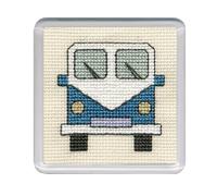 Textile Heritage Counted Cross Stitch Kit - Coaster Kit- Camper Van (Blue)