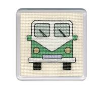 Textile Heritage Counted Cross Stitch Kit - Coaster Kit- Camper Van (Green)