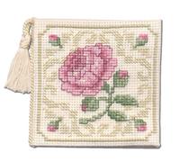 Textile Heritage Damask Rose Needle Case Cross Stitch Kit