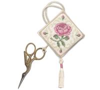 Textile Heritage Damask Rose Scissor Keep Cross Stitch Kit