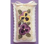 Textile Heritage Lavender Sachet Counted Cross Stitch Kit - Victorian Pansies by Textile Heritage