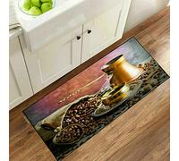 Textile Home 3D Non Slip Kitchen Floor Mats Fruit Mats Washable Kitchen Rug Small & Large Kitchen Floor Mats (Fruit Mats Turkish Coffee, 50 x 150 cm)