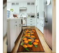 Textile Home 3D Non-Slip Kitchen Floor Rug - Washable Fruit Design in Orange (50 x 70 cm)