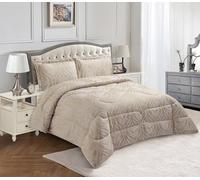 Textile Home Home Décor beige jacquard bedspread super king quilted bedding large bed cover neutral tone 3 piece luxury embossed set