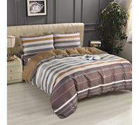 Textile Home Home Décor Brown Stripe Single Bedding Set 3 Piece - Soft Microfiber Duvet Cover & Fitted Sheet Set