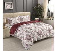 Textile Home Home Décor Burgundy Floral Single Bedding Set 3 Piece - Breathable Microfibre Complete Bed Set