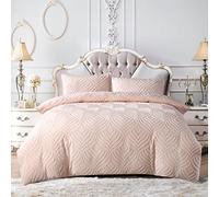 Textile Home Home Décor Luxury 3 Pieces Quilt Duvet Cover Set Comfortable Bedding Set with Pillow Shams (King, Blush Pink)