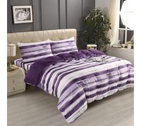 Textile Home Home Décor Purple Stripe Single Bedding Set 3 Piece - Hotel Quality Microfibre Complete Bedding