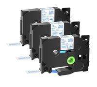 Textile Labels Black On White 3 to 10 Pack 12mm Compatible with PT H100 PT200 Tze FA231 Tz FA3 TZe FA3R(3PK Blue on White)