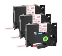 Textile Labels Black On White 3 to 10 Pack 12mm Compatible with PT H100 PT200 Tze FA231 Tz FA3 TZe FA3R(3PK Red on White)