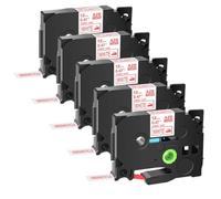 Textile Labels Black On White 3 to 10 Pack 12mm Compatible with PT H100 PT200 Tze FA231 Tz FA3 TZe FA3R(5PK Red on White)