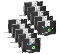 Textile Labels Black On White 3 to 10 Pack 12mm Compatible with PT H100 PT200 Tze FA231 Tz FA3 TZe FA3R(10PK Black on White)