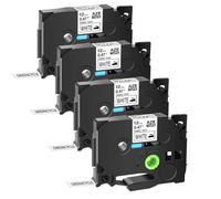 Textile Labels Black On White 3 to 10 Pack 12mm Compatible with PT H100 PT200 Tze FA231 Tz FA3 TZe FA3R(4PK Black on White)