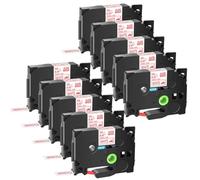 Textile Labels Black On White 3 to 10 Pack 12mm Compatible with PT H100 PT200 Tze FA231 Tz FA3 TZe FA3R(10PK Red on White)