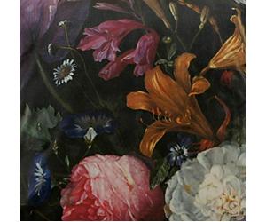 Textile London Italian Velvet Floral Printed Fabric Hydrangea Peony Tulips Pink and White Roses Sold by Metre