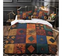 Textile Patterns Duvet Cover 3D Design Printed Durable 3 Pieces Bedding Set Zipper Vintage Folk Quilt Cover Premium Washable for Adults Kids Women Teens Youth Girls Boys Super king（260x220cm）