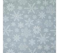 Textile Plaza Festive White Snowflakes Christmas Printed Poly Cotton Fabric Polycotton 45'' (Sample (10cm x 10cm), Silver Grey 4900)