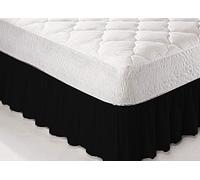 Textile.Plus ® Black Double Frilled Platform Base Valance Sheet PolyCotton