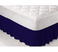 Textile.Plus ® Navy Double Frilled Platform Base Valance Sheet PolyCotton