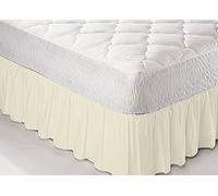 **Textile.Plus** Poly Cotton Frilled Platform Base Valance Sheets Double Cream