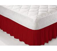 Textile.Plus ® Red Double Frilled Platform Base Valance Sheet PolyCotton
