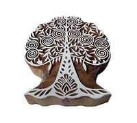 Textile Print Stamp Large Modern Art Tree Shape Big Wooden Block