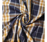 Textile Station 100% Cotton Soft Tartan Stripes Print Fabric Dress Craft Soft Fabric 58" Wide Available in 10 Designs (Navy Mustard Thick Tartan, 1 Meter)