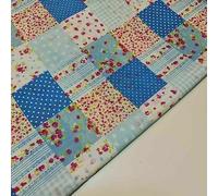 Textile Station 100% Poyester Polycotton Printed Floral Animal Quilting Fabric Suitable for Patchwork Quilting & Dressmaking 44" 112cm Wide (5 Meter, Blue Patchwork)