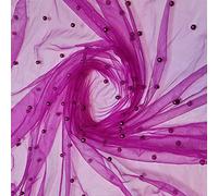 Textile Station 58" Wide Tulle Beaded Pearl Lace Net Fabric Bridal Veil Wedding Backdrop Décor Available in 25 Colours (Magenta, 1 Meter)