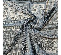 TEXTILE STATION Floral Printed Polyester Crepe Georgette Sheer Chiffon Summer Dress Fabric 44" (Pre Cut 1 Meter) (Design 21)