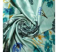 TEXTILE STATION Floral Silk Satin Printed Dress Drape Fabric Material 58" (Pre Cut 1 Meter - Design 2- Print -1)
