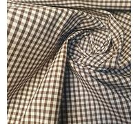 Textile Station Gingham Polycotton Fabric 1/8" Check Sewing Dressmaking Curtains 112CM Available in 15 Colours (Brown, 1 Meter)