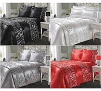 Textile Trends Shimmer Satin Sequin Duvet Cover Modern Laces Style Duvet Cover Set with Pillowcases Silk Bedding Quilt Covers Sets (Shimmer Black King 230 x 220cm)