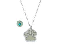 Textiles 4 Home Paw Charm Pendant Silver Necklace Blue Luminous Glow In The Dark Dog Lovers Jewellery