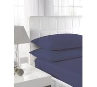 Textiles Direct Easy Care Polycotton Navy Housewife (Standard) Pillowcase Pair