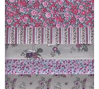 Textiles français 5 Fat Quarters Set ('Swans' Collection - Rose/Blue) Co-ordinating French Fabric Mini Designs 100% Cotton
