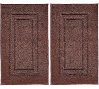 TEXTILESY 2 Piece 100% Cotton Bath Mats Luxury Terry Towelling 1000-GSM Soft Towel Mat - Shower Floor Mat - Reusable Bath Mat Set 50 x 70 cm (Chocolate Brown)