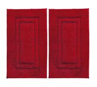 TEXTILESY 2 Piece 100% Cotton Bath Mats Luxury Terry Towelling 1000-GSM Soft Towel Mat - Shower Floor Mat - Reusable Bath Mat Set 50 x 70 cm (Red)