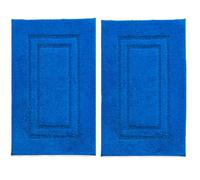 TEXTILESY 2 Piece 100% Cotton Bath Mats Luxury Terry Towelling 1000-GSM Soft Towel Mat - Shower Floor Mat - Reusable Bath Mat Set 50 x 70 cm (Royal Blue)