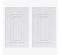 TEXTILESY 2 Piece 100% Cotton Bath Mats Luxury Terry Towelling 1000-GSM Soft Towel Mat - Shower Floor Mat - Reusable Bath Mat Set 50 x 70 cm (White)