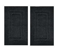 TEXTILESY 2 Piece 100% Cotton Bath Mats Luxury Terry Towelling 1000-GSM Soft Towel Mat - Shower Floor Mat - Reusable Bath Mat Set 50 x 70 cm (Black)