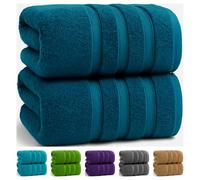 TEXTILESY 2X Extra Large Bath Sheets 100x200cm-600GSM Luxury 100% Egyptian Combed Cotton Big Jumbo Bath Towels Super Soft Hotel Quality XXL Beach Towel (Blue Lagoon)