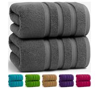 TEXTILESY 2X Extra Large Bath Sheets 100x200cm-600GSM Luxury 100% Egyptian Combed Cotton Big Jumbo Bath Towels Super Soft Hotel Quality XXL Beach Towel (Charcoal Grey)