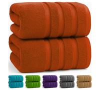 TEXTILESY 2X Extra Large Bath Sheets 100x200cm-600GSM Luxury 100% Egyptian Combed Cotton Big Jumbo Bath Towels Super Soft Hotel Quality XXL Beach Towel (Orange)